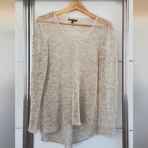 Eileen Fisher mesh,oatmeal,woven, knit sweater. Great for layering